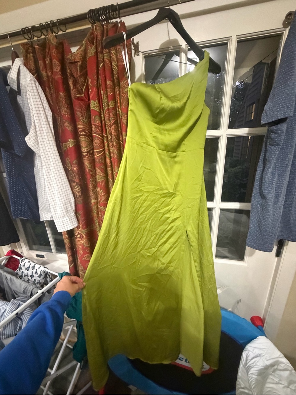 Birdy Grey One-Shoulder Lime Green Evening Gown-Matcha